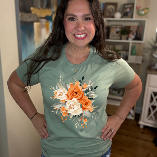 Orange Fall Floral Tee