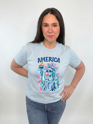 Preppy Statue of Liberty Blowing Bubble Gum Tee