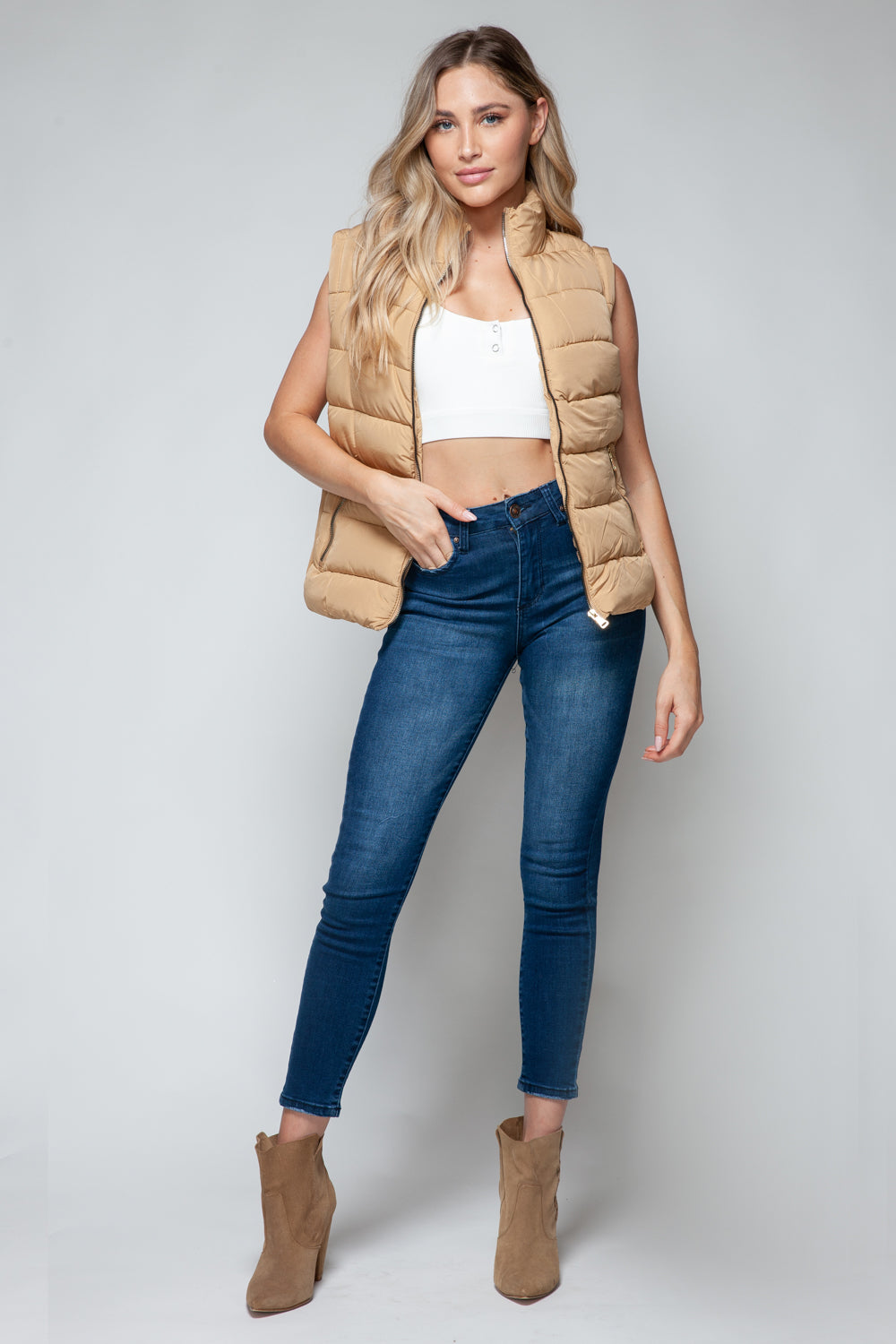 Snobbish Zip Up Turtleneck Vest with Pockets MadreForte LLC