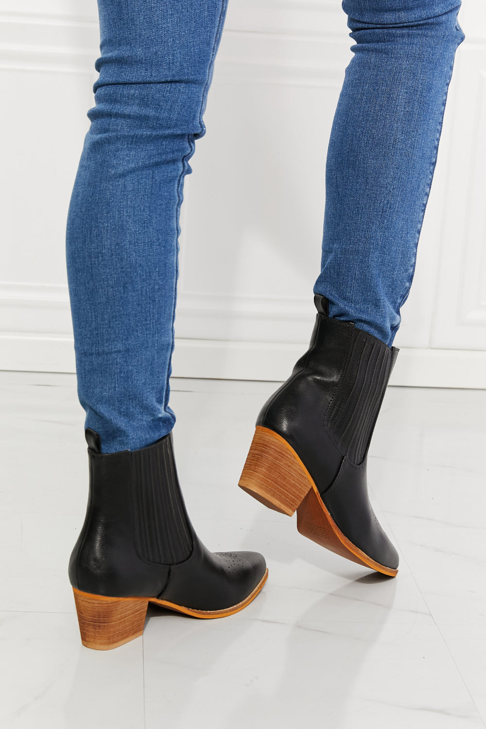 MMShoes Love the Journey Stacked Heel Chelsea Boot in Black MadreForte LLC