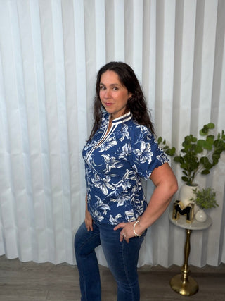 Wheels Are in Motion Puff Sleeve Floral Blouse