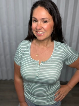 Simply Me Scoop Neck Henley Top