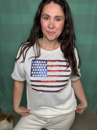 American Flag Graphic Dolman Top