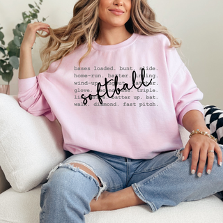 SoftBall Words| Sweatshirt or T-Shirt