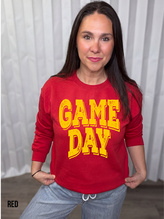 Yellow Distressed Game Day Sweatshirt