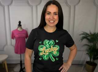 Gold Painted Lucky Shamrock Tshirt