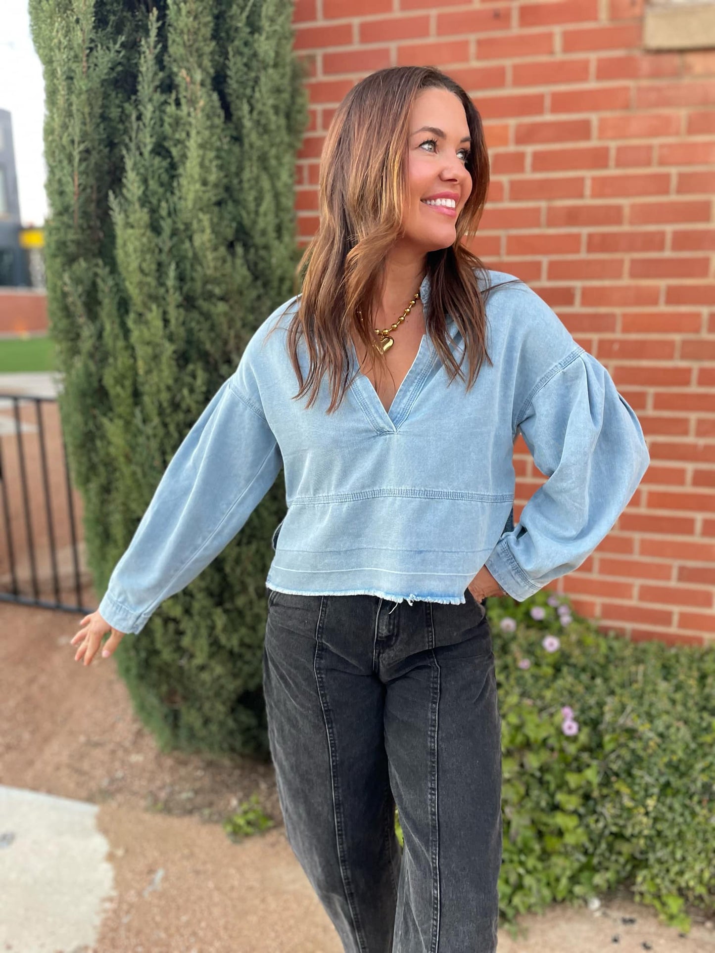 PREORDER: Dylan Denim Blouse MadreForte LLC