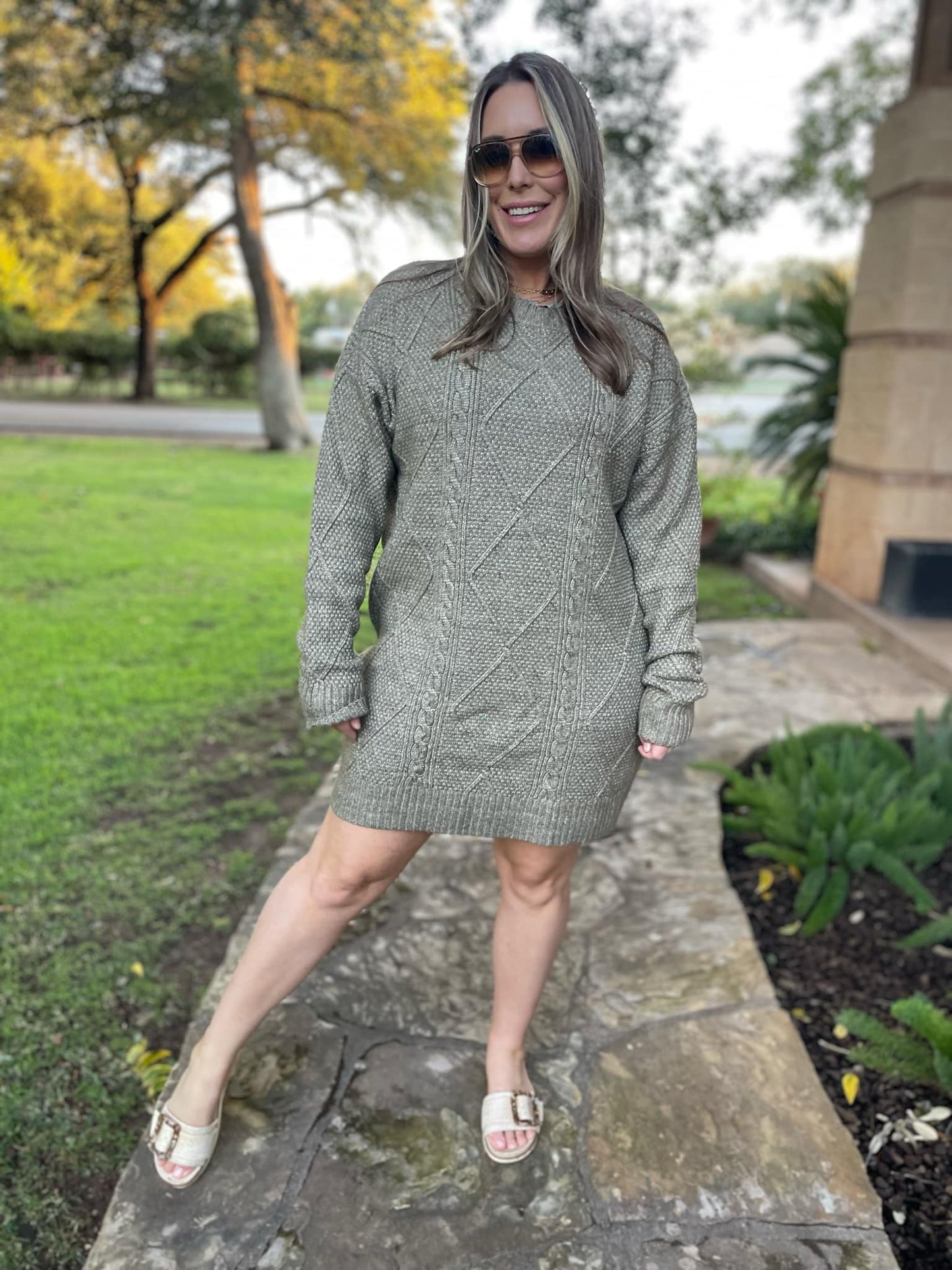 PREORDER: So Delightful Cable Knit Sweater Dress in Four Colors MadreForte LLC