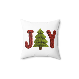 Joy Christmas Tree Square Pillow