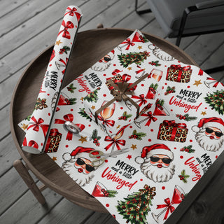 Merry & Unhinged Christmas Wrapping Paper | Funny Holiday Gift Wrap