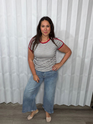 Country Stripe Casual Tee in Navy White