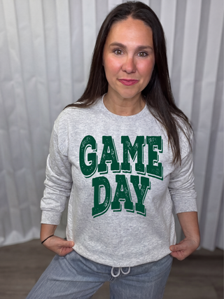 Green Distressed Game Day Sweatshirt