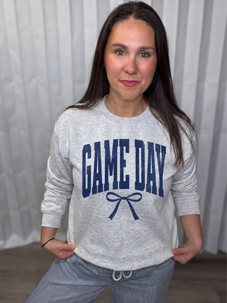 Game Day navy Bow Sweatshirt