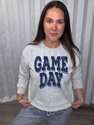 Navy Distressed Game Day Sweatshirt