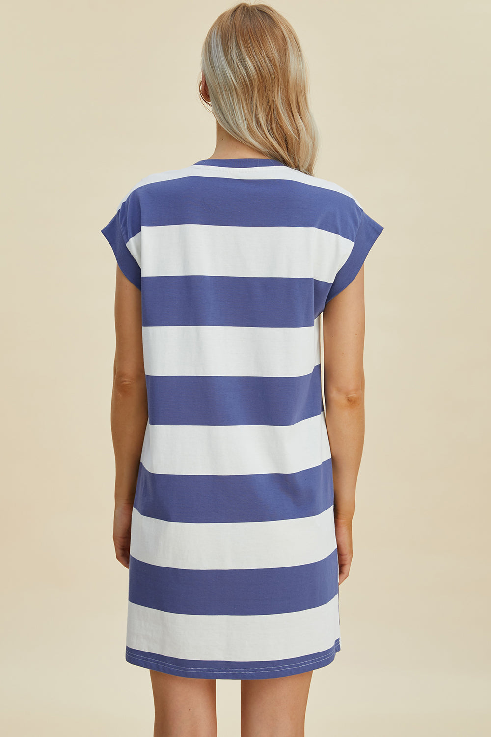 Basic Bae Full Size Striped Round Neck Cap Sleeve Mini Dress MadreForte LLC