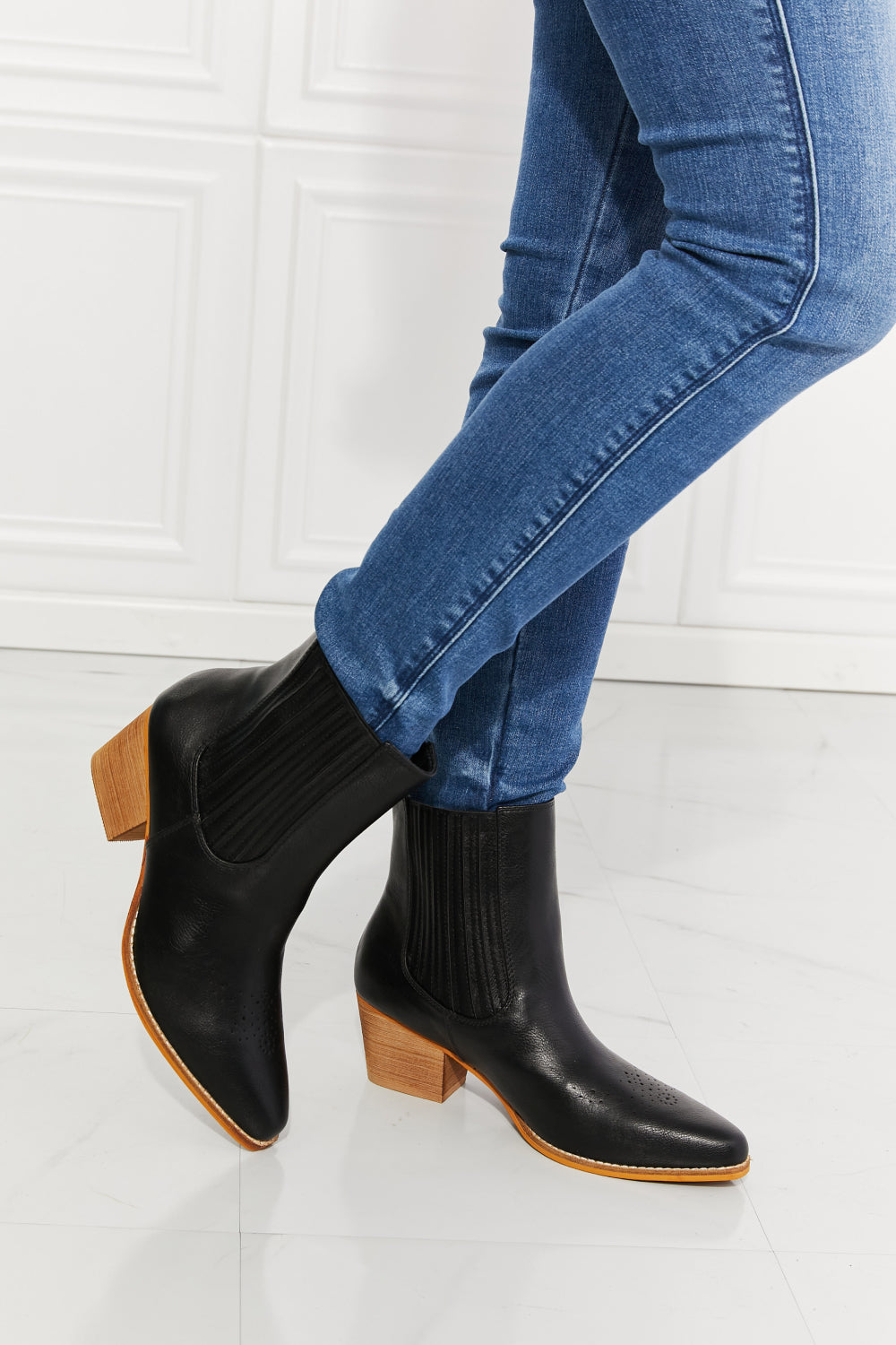 MMShoes Love the Journey Stacked Heel Chelsea Boot in Black MadreForte LLC