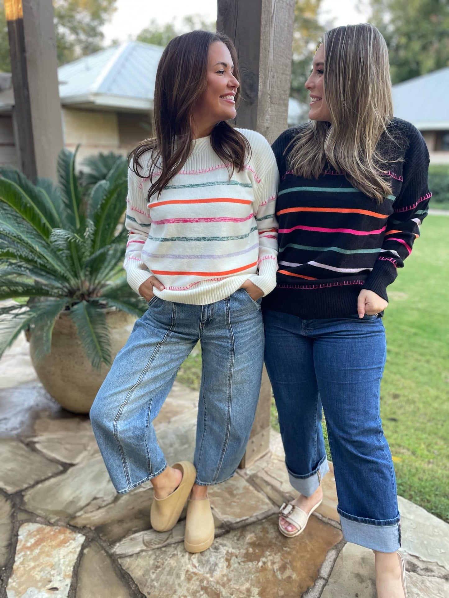 PREORDER: Come On Get Happy Striped Sweater in Two Colors MadreForte LLC