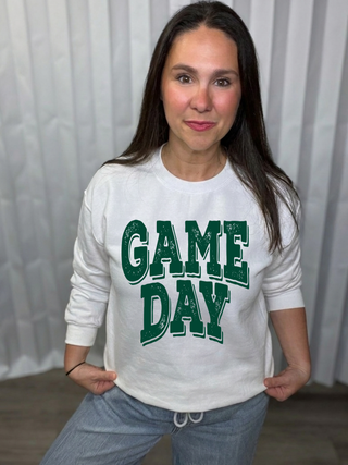 Green Distressed Game Day Sweatshirt