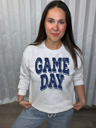 Navy Distressed Game Day Sweatshirt