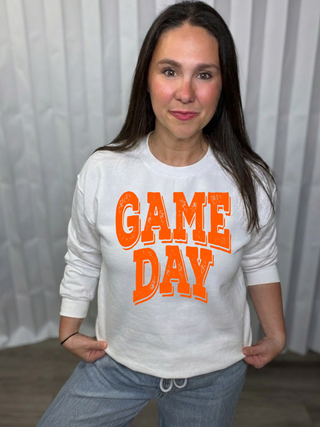 Orange Distressed Game Day Sweatshirt