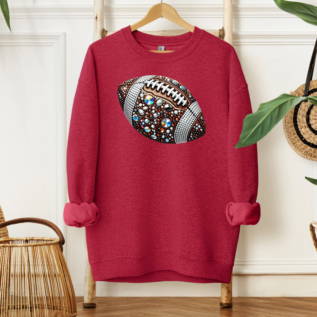 Rhinestone Football| Sweatshirt or Hoodie MadreForte LLC