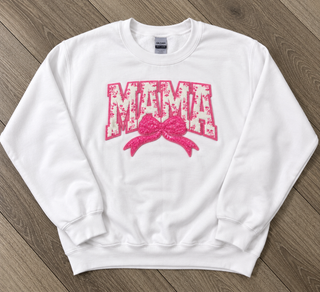 MAMA Bow Chenille Patch Sweatshirt