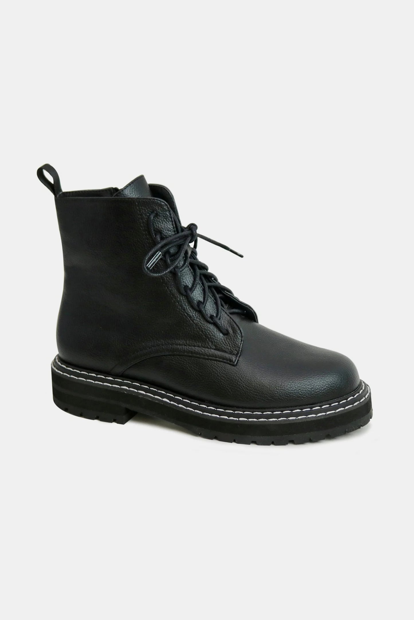 Beast Fashion Faux Leather Lace-Up Boots with Side Zipper MadreForte LLC