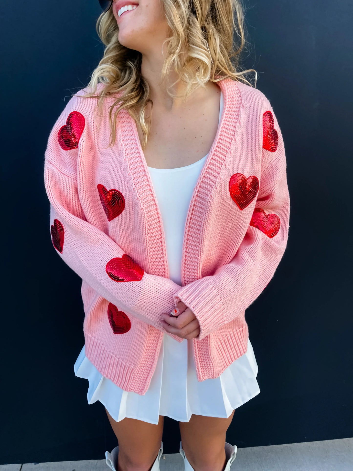 PREORDER: Be Mine Sequin Heart Cardigan in Three Colors MadreForte LLC