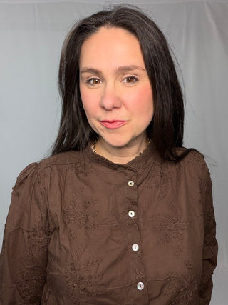 SO ME 3d Floral Woven Long Sleeve Front Button Shirt