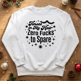 Tinsel in My Hair Zero Fs to Spare Graphic Crew Sweatshirt