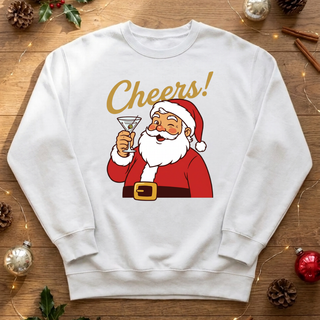 Cheers Santa Martini Graphic Crew Sweatshirt