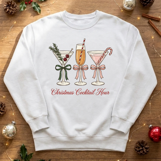 Christmas Cocktail Hour Graphic Crew Sweatshirt