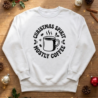 Christmas Spirit Mostly Coffee Graphic Crew Sweatshirt