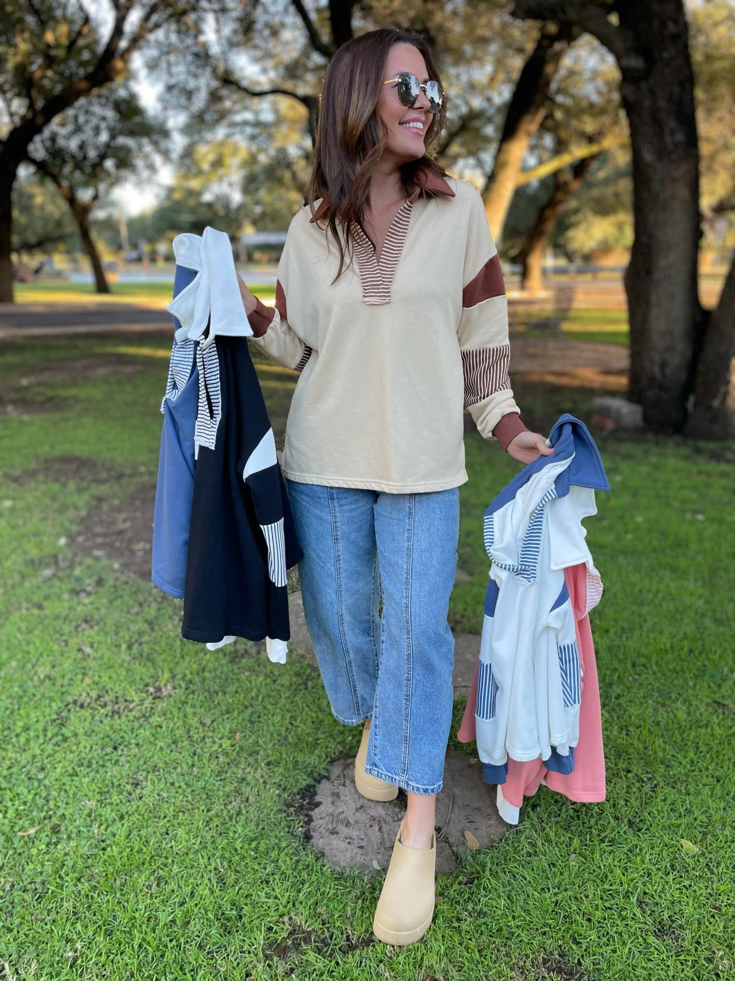 PREORDER: Stay Preppy Collared Sweatshirt in Five Colors MadreForte LLC