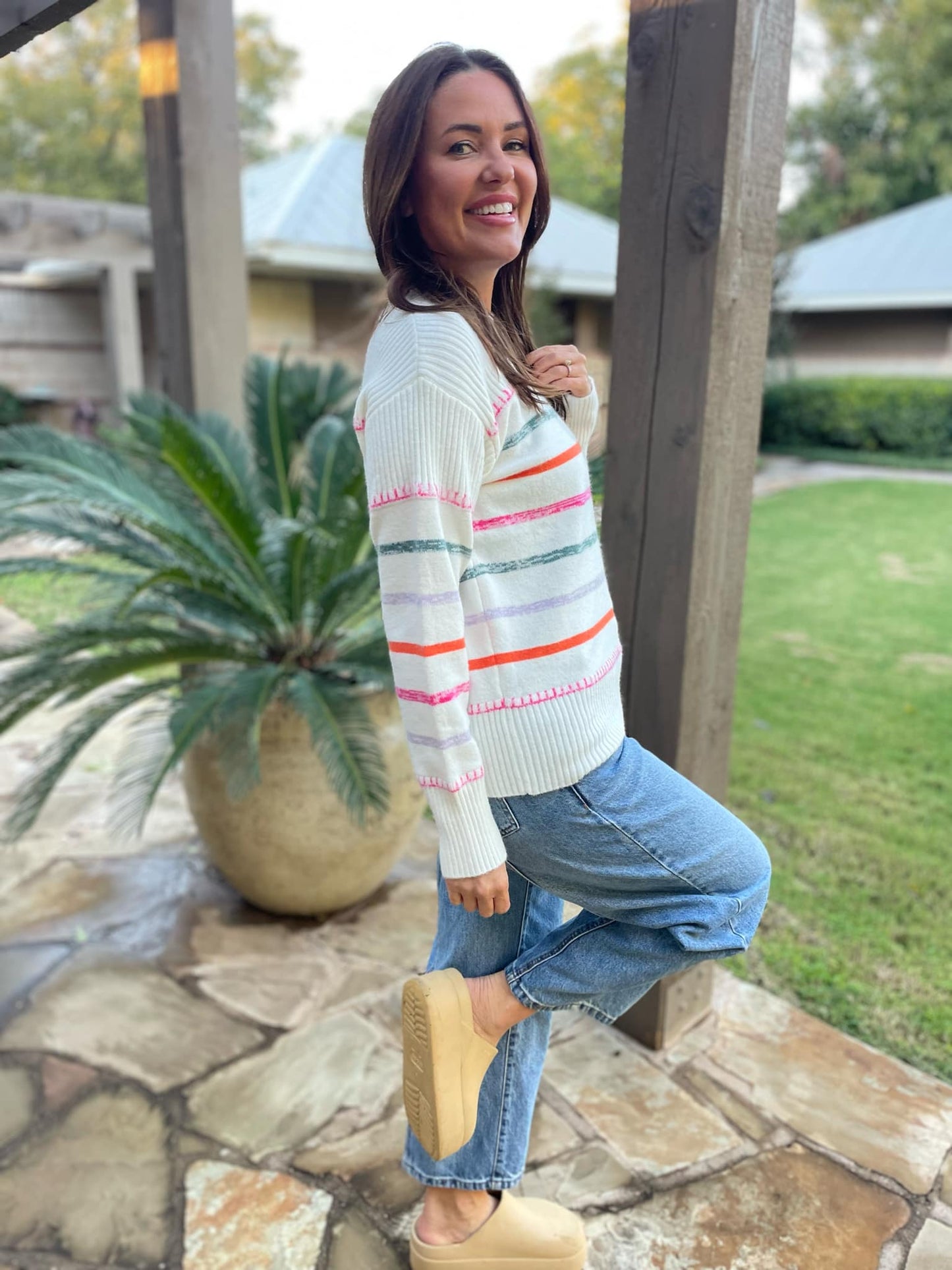 PREORDER: Come On Get Happy Striped Sweater in Two Colors MadreForte LLC