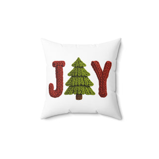Joy Christmas Tree Square Pillow
