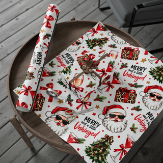 Merry & Unhinged Christmas Wrapping Paper | Funny Holiday Gift Wrap