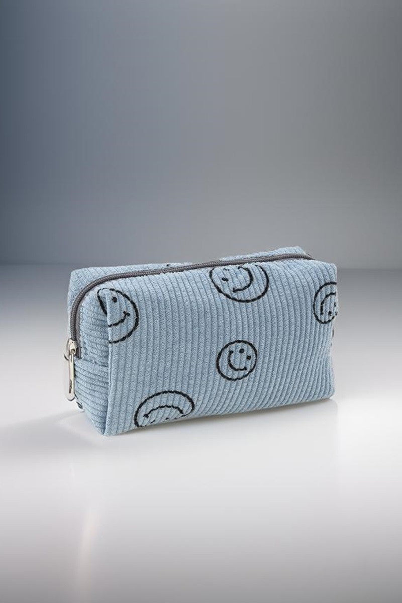 Zenana Smiley Face Corduroy Cosmetic Pouch MadreForte LLC