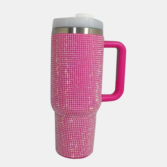 Rhinestone Stainless Steel Tumbler with Straw MadreForte LLC