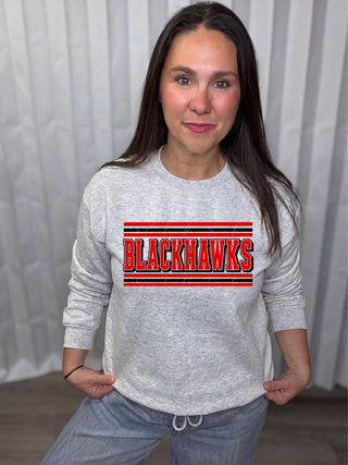 Blackhawks Vintage Stripe Graphic Crew Sweatshirt