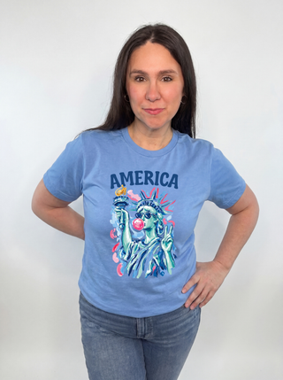 Preppy Statue of Liberty Blowing Bubble Gum Tee