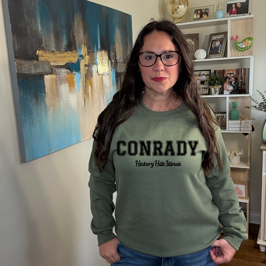 Conrady Hickory HIlls in Bold Black Sweatshirt