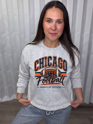 Chicago Football Sundays Hit Different Graphic Crew Sweatshirt