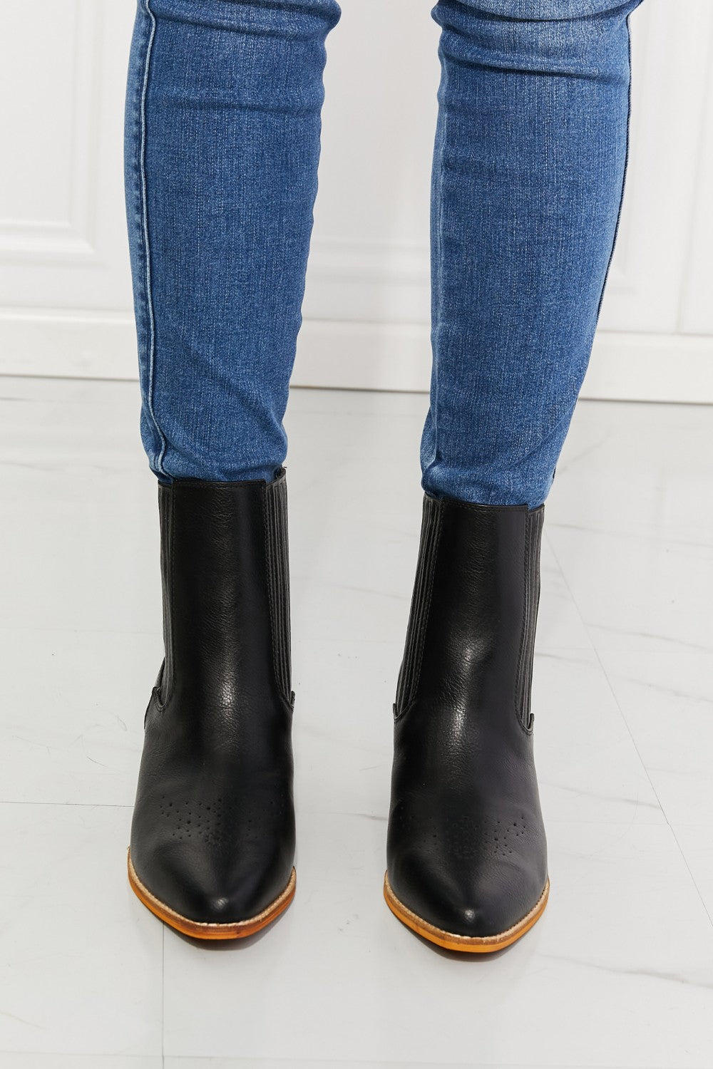 MMShoes Love the Journey Stacked Heel Chelsea Boot in Black MadreForte LLC