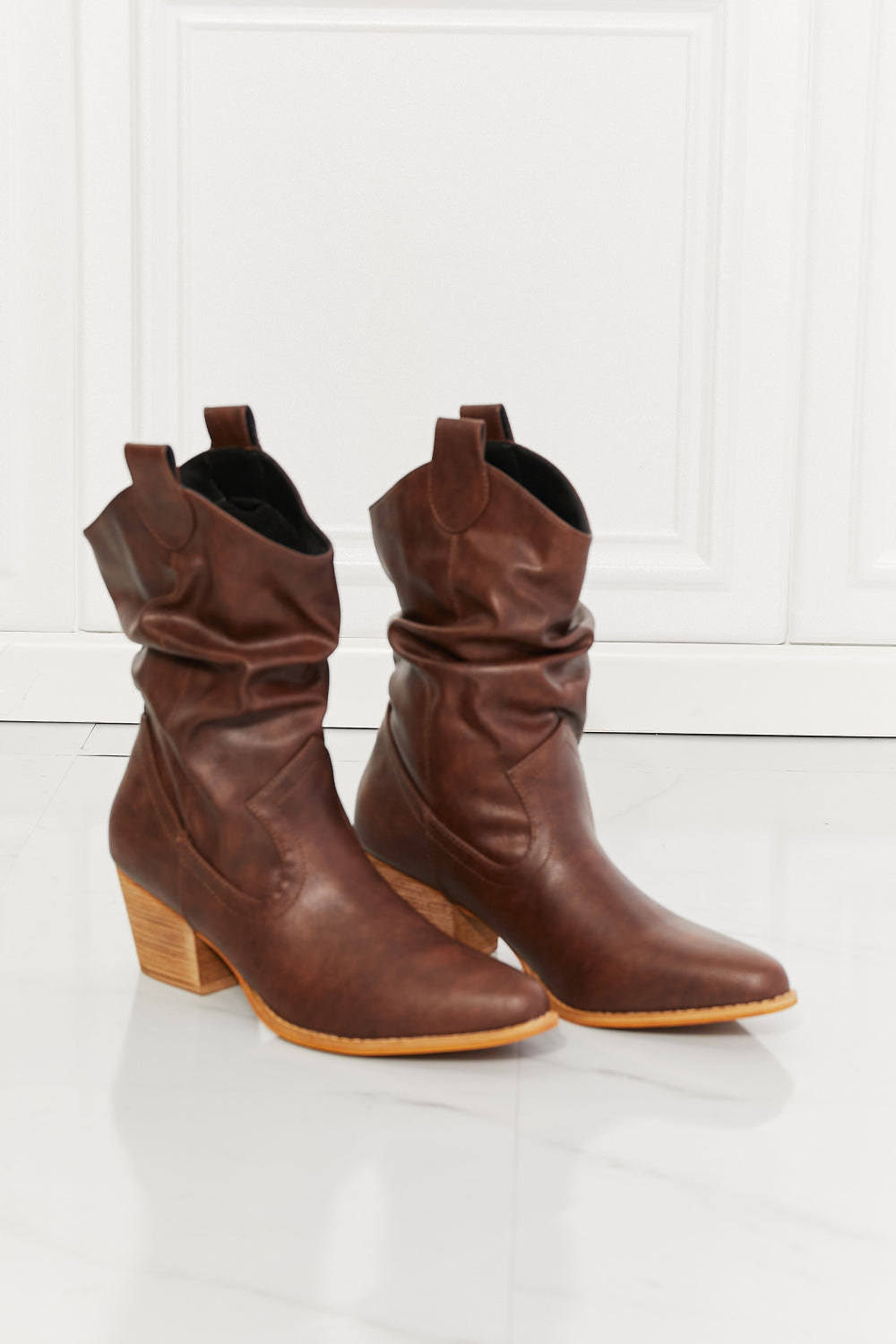 MMShoes Better in Texas Scrunch Cowboy Boots in Brown MadreForte LLC