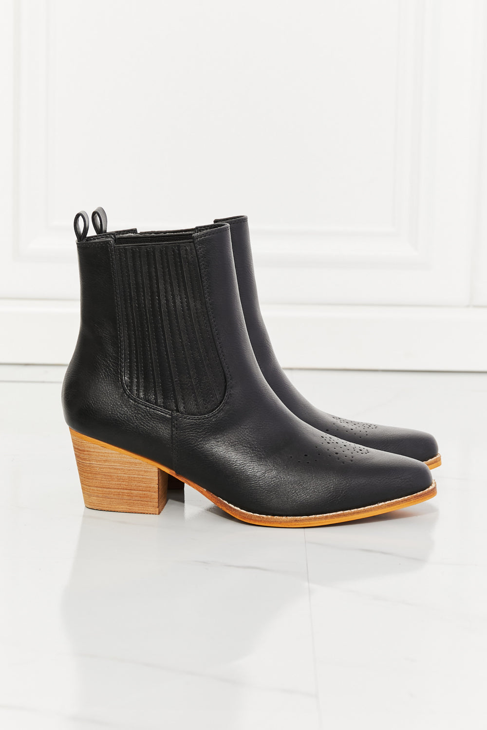 MMShoes Love the Journey Stacked Heel Chelsea Boot in Black MadreForte LLC