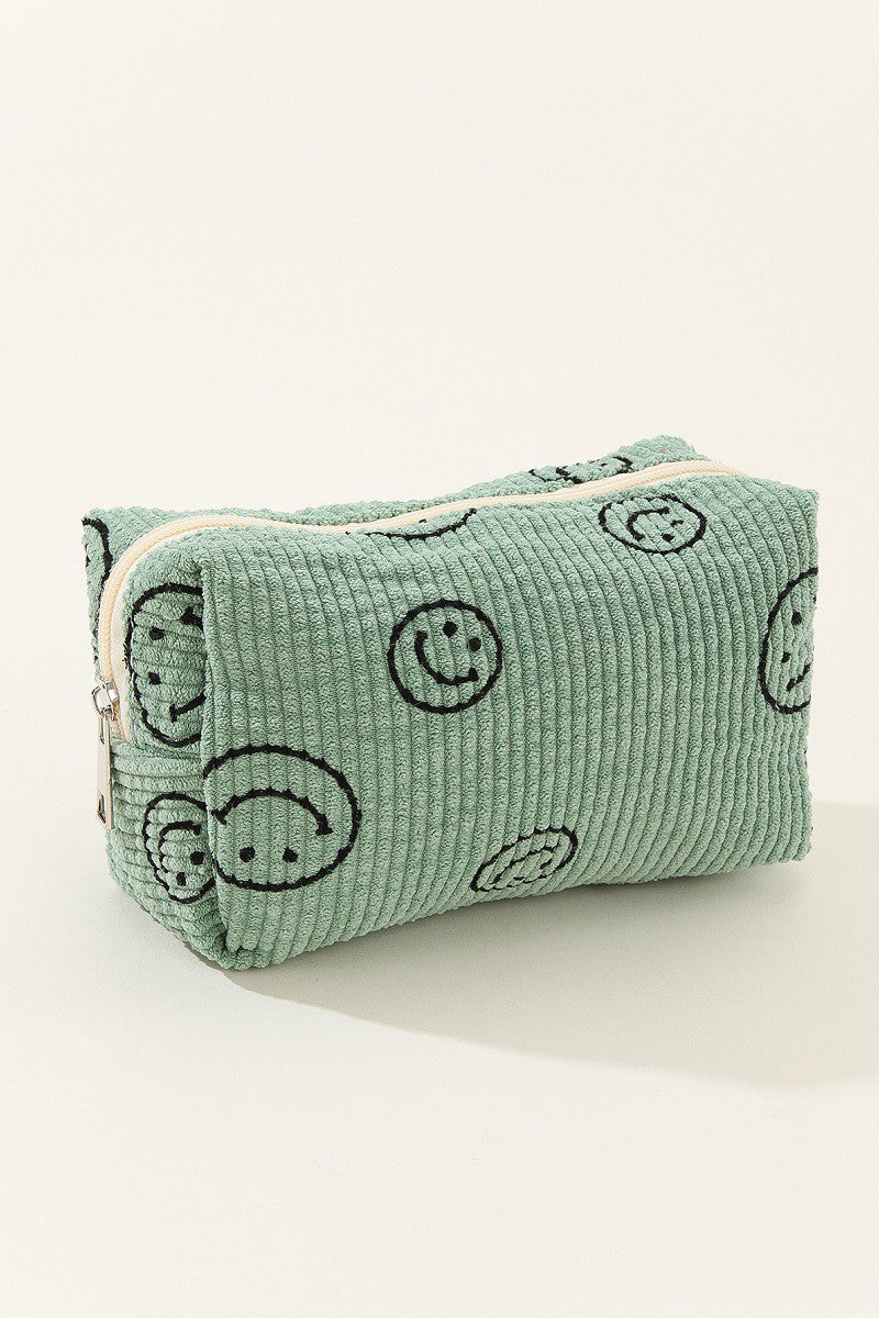 Zenana Smiley Face Corduroy Cosmetic Pouch MadreForte LLC