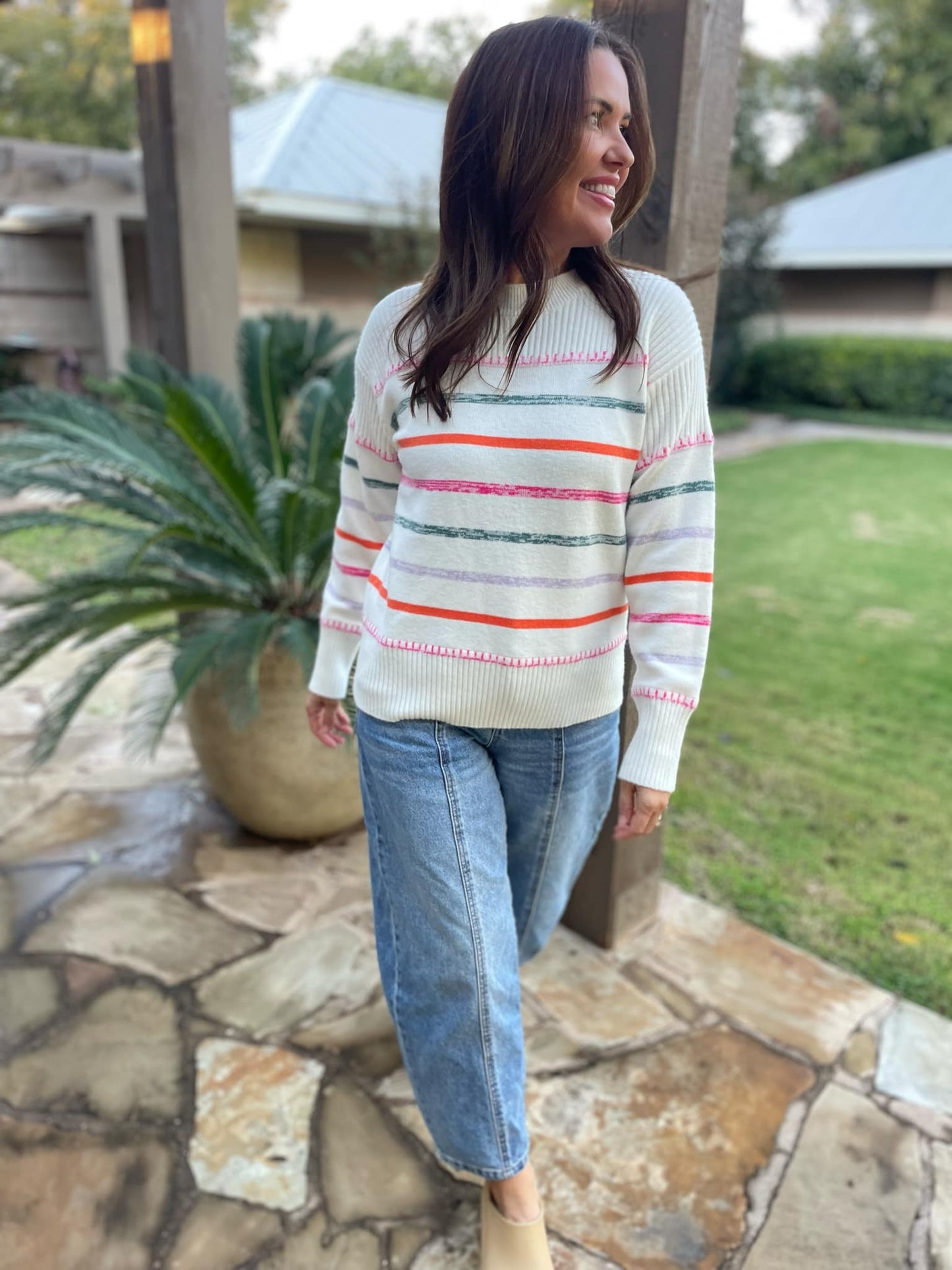 PREORDER: Come On Get Happy Striped Sweater in Two Colors MadreForte LLC