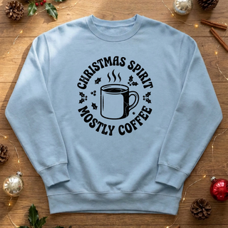 Christmas Spirit Mostly Coffee Graphic Crew Sweatshirt