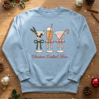 Christmas Cocktail Hour Graphic Crew Sweatshirt